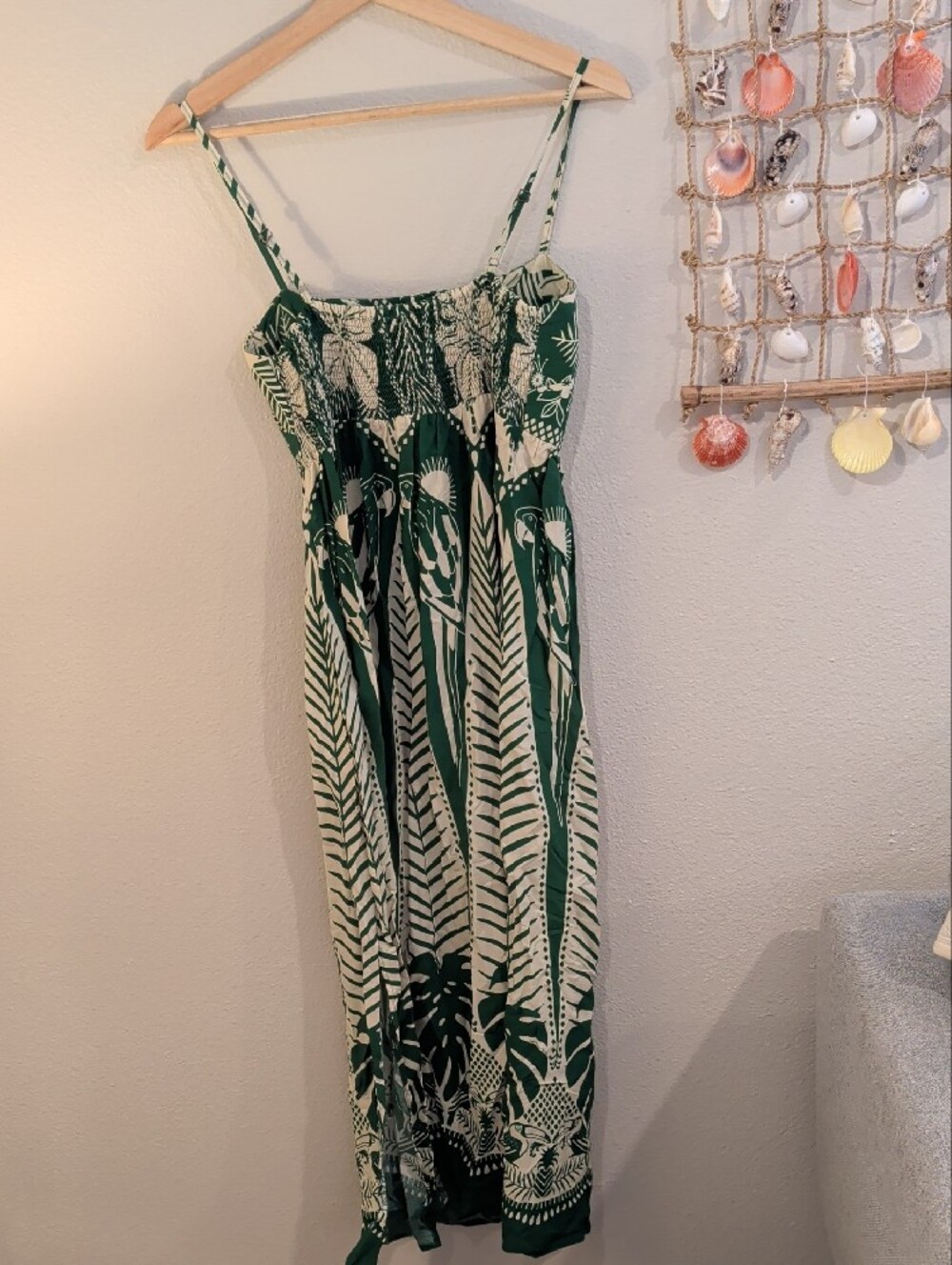 FARM Rio Green and Cream Tropical Dress with Spaghetti Straps - Picture 4 of 6